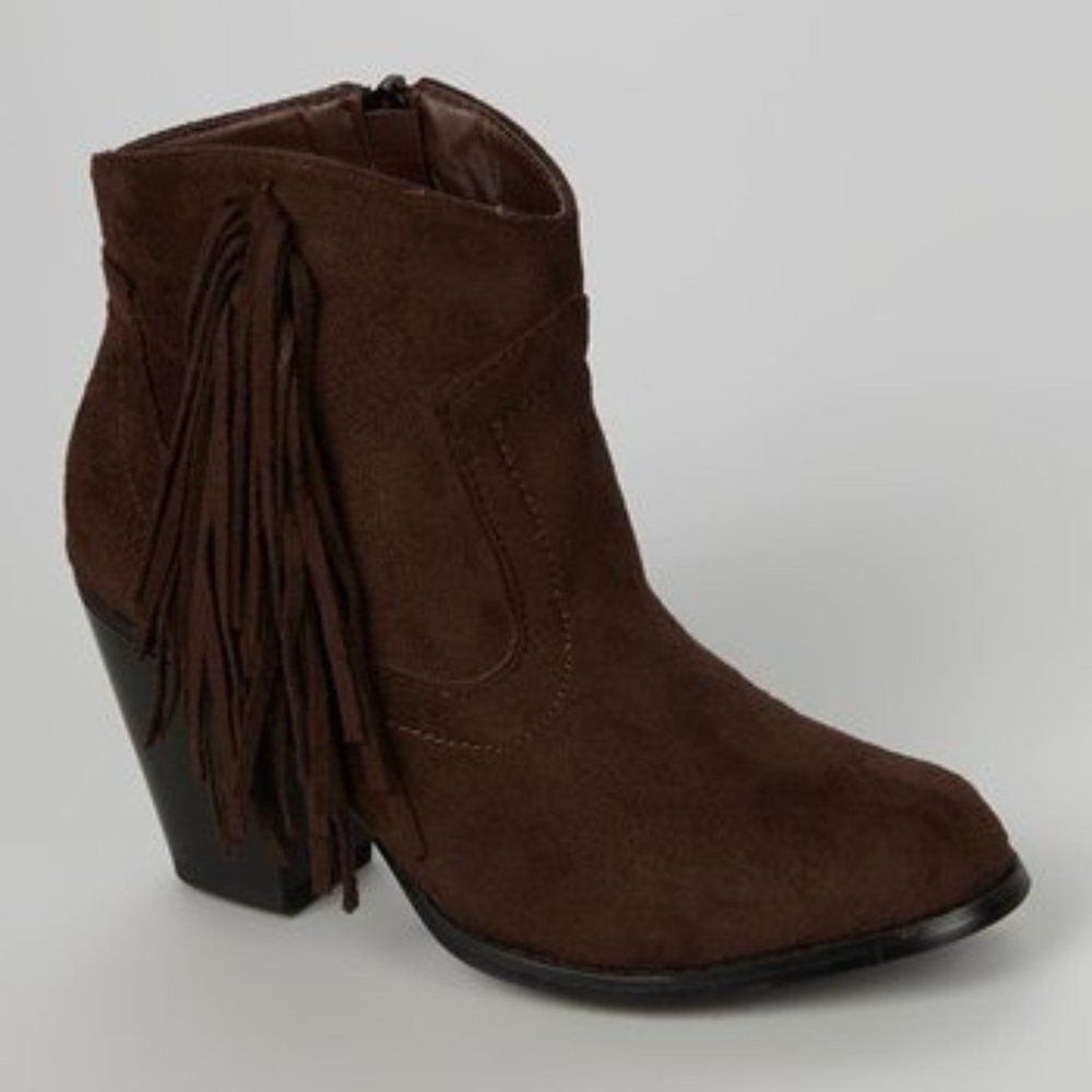 Brown Fringe Ankle Boot 8.5